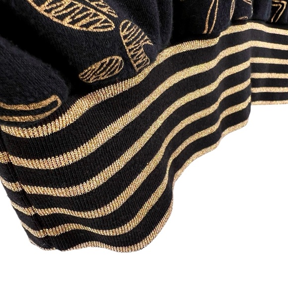 Vintage Adolfo Sport Womens Abstract Print Metallic Gold Top Size XL Black Artsy - Picture 10 of 15